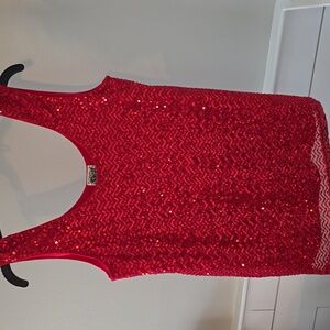 Vocal red sequin tank top